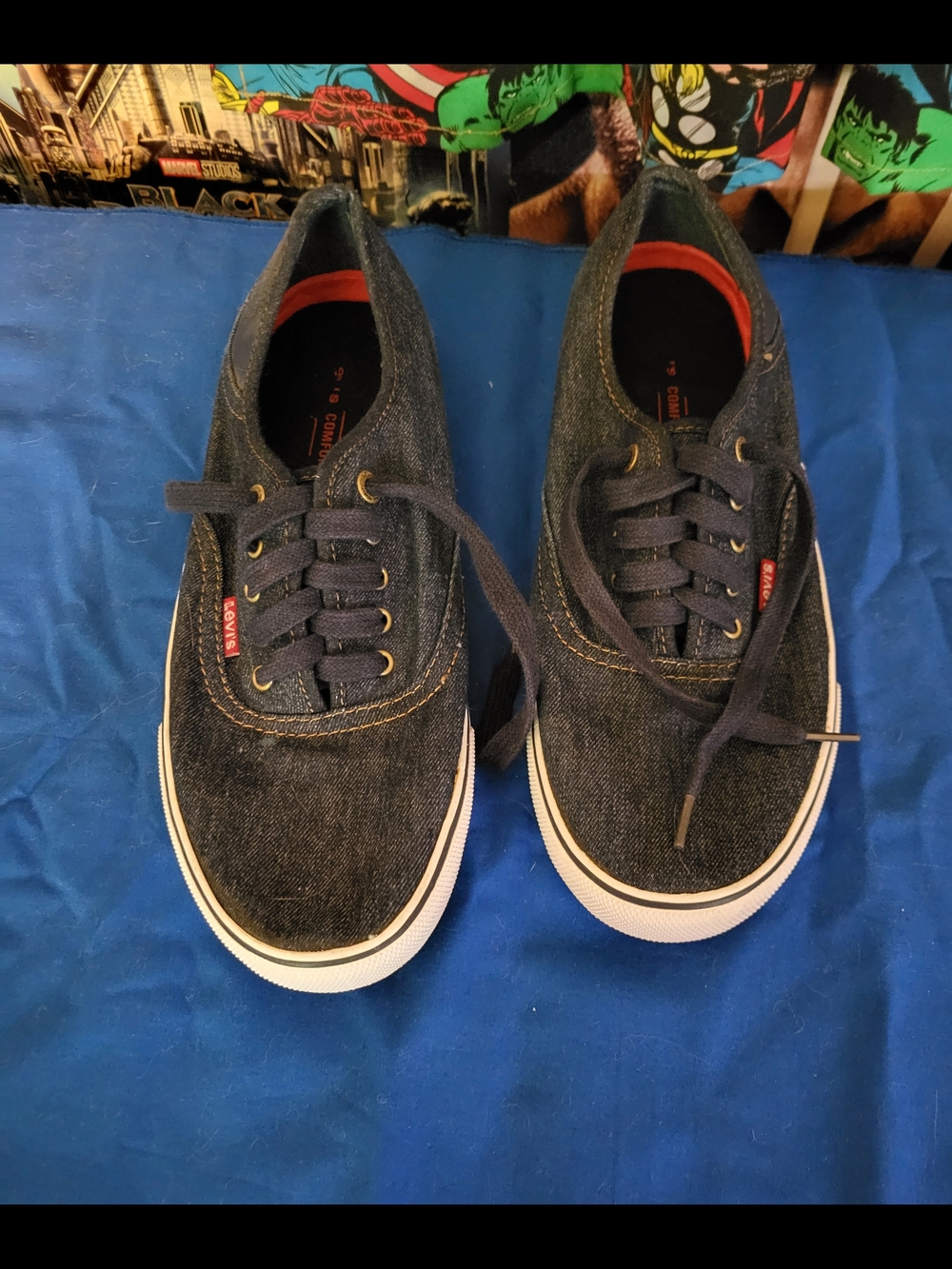 Levi's Men's Denim Low-Top Sneakers in Dark Blue Size 10